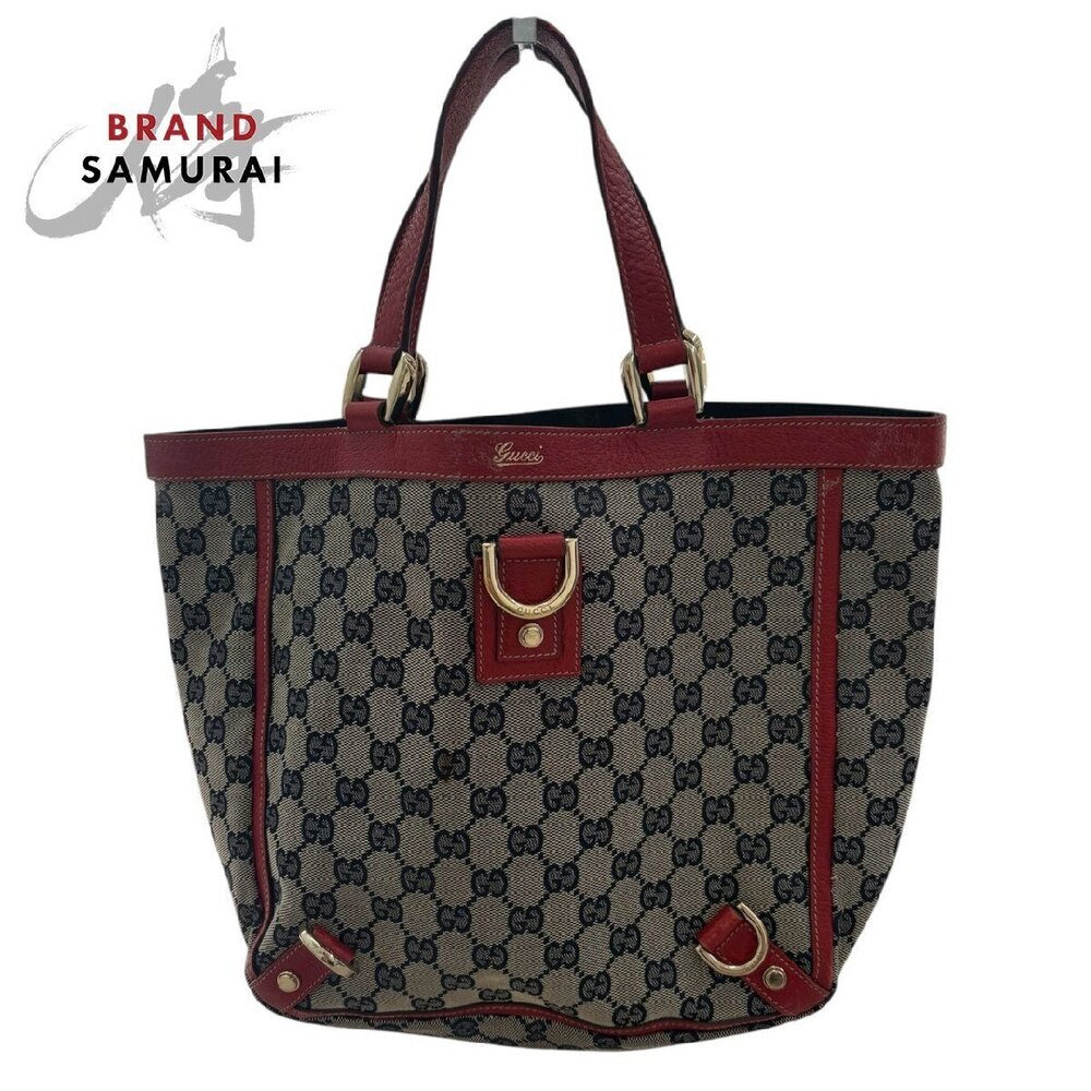 GUCCI Abbey GG Canvas Leather Tote Bag Handbag